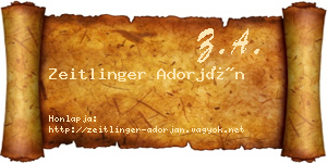 Zeitlinger Adorján névjegykártya